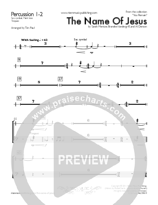 The Name Of Jesus Percussion 1/2 (You Remain)