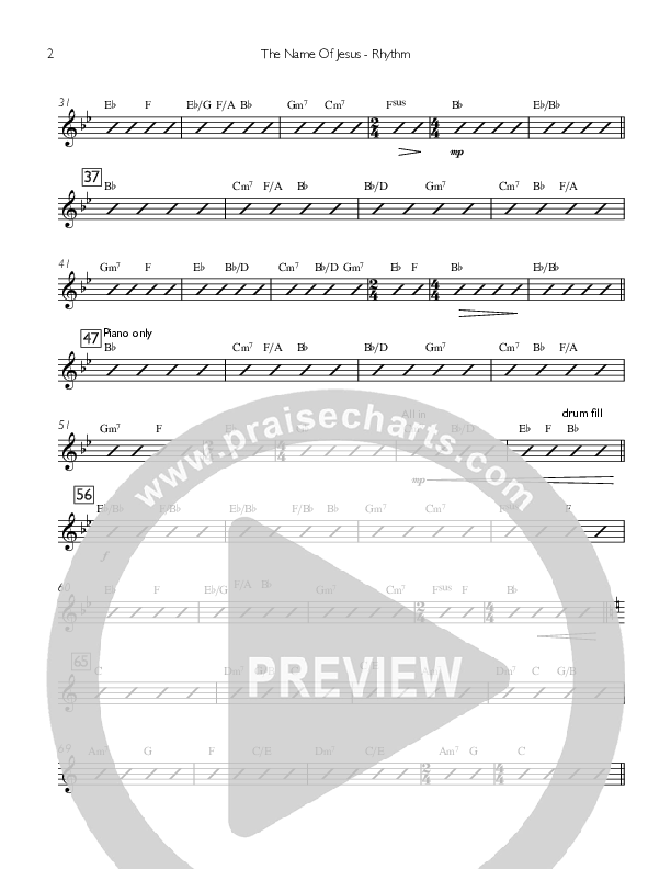 The Name Of Jesus Rhythm Chart (You Remain)