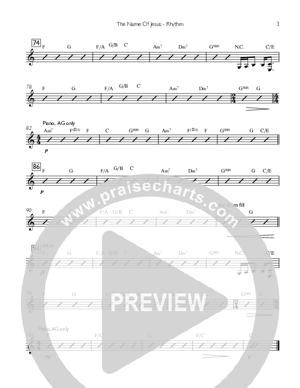 The Name Of Jesus Rhythm Chart (You Remain)