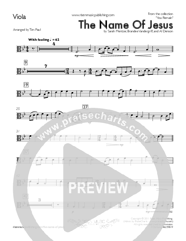 The Name Of Jesus Viola (You Remain)