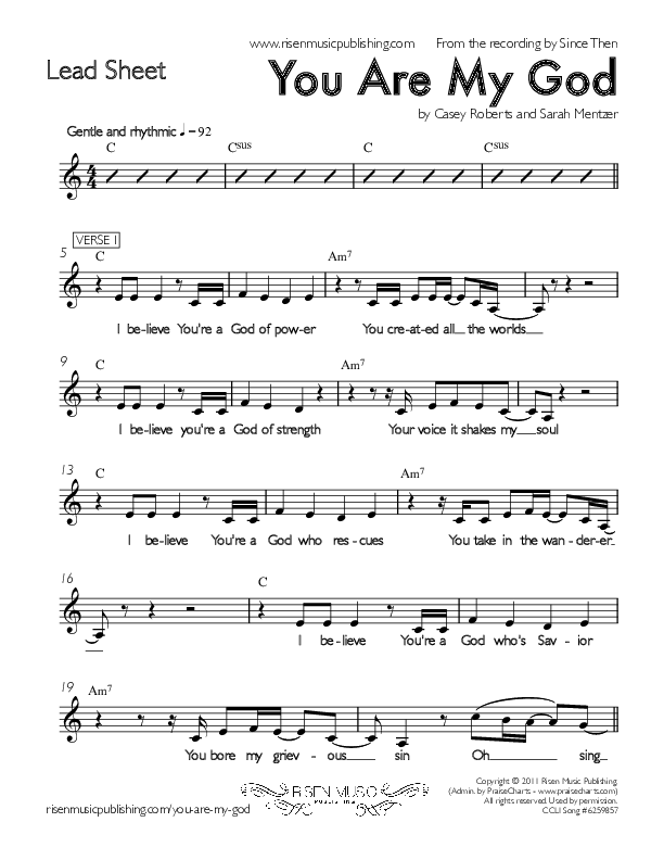 You Are My God Lead Sheet (Since Then)