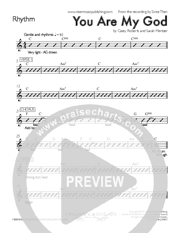 You Are My God Rhythm Chart (Since Then)