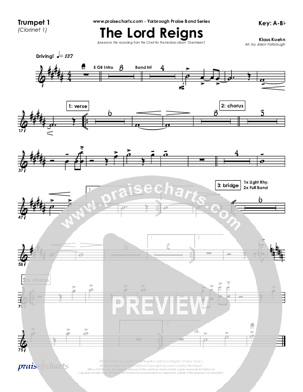 The Lord Reigns Clarinet (Klaus)