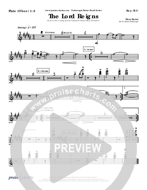 The Lord Reigns Flute/Oboe 1/2/3 (Klaus)