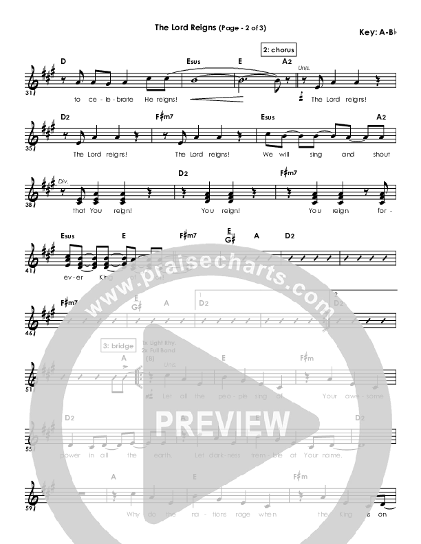 The Lord Reigns Lead Sheet (Klaus)