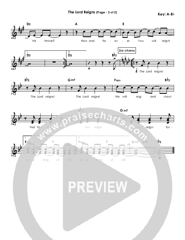 The Lord Reigns Lead Sheet (Klaus)