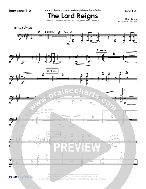 The Lord Reigns Trombone 1/2 (Klaus)