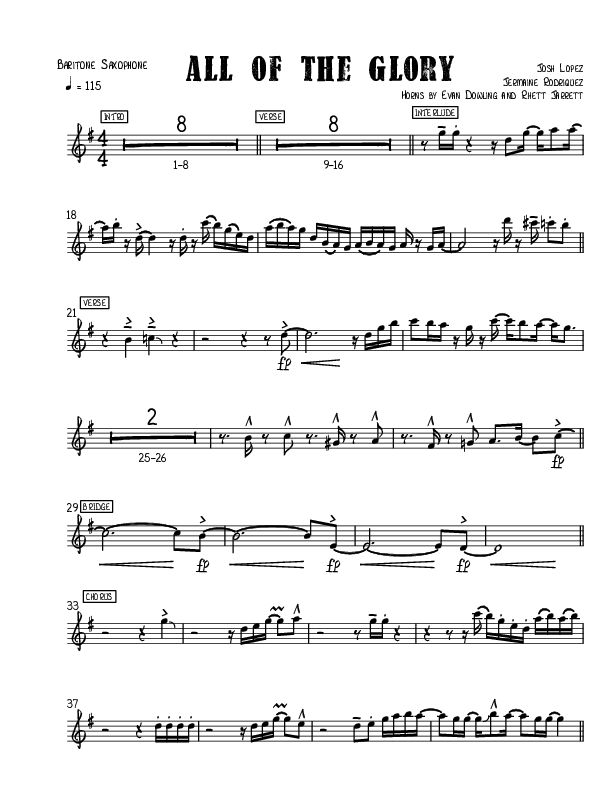 All Of The Glory Bari Sax (Josh Lopez / Jermaine Rodriguez / William McGowen)