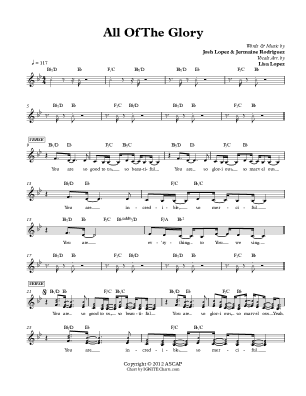 All Of The Glory Lead Sheet (Josh Lopez / Jermaine Rodriguez / William McGowen)