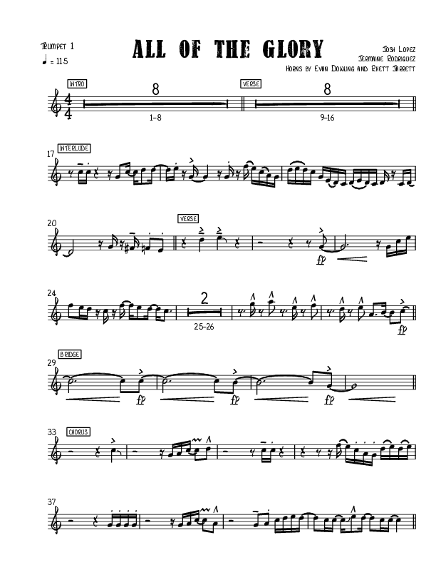 All Of The Glory Trumpet 1 (Josh Lopez / Jermaine Rodriguez / William McGowen)