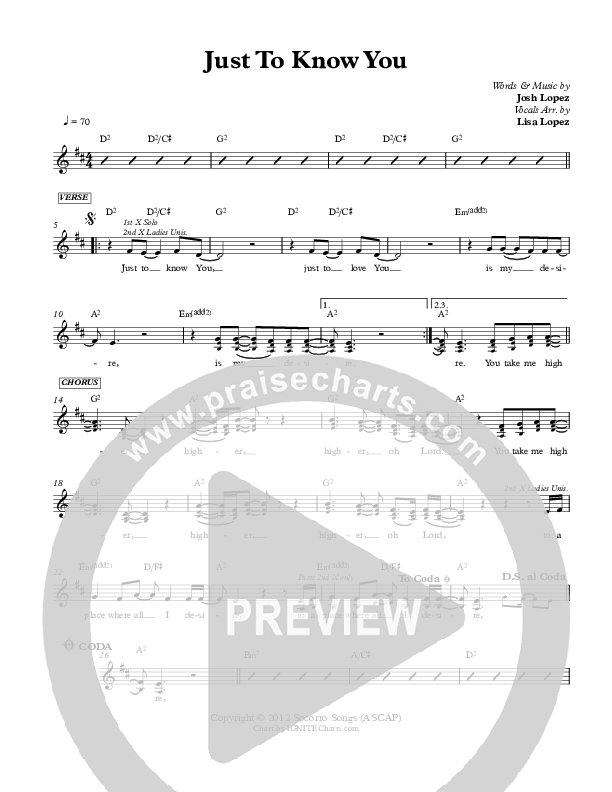 Just To Know You Lead Sheet (Josh Lopez / Jenna Long)