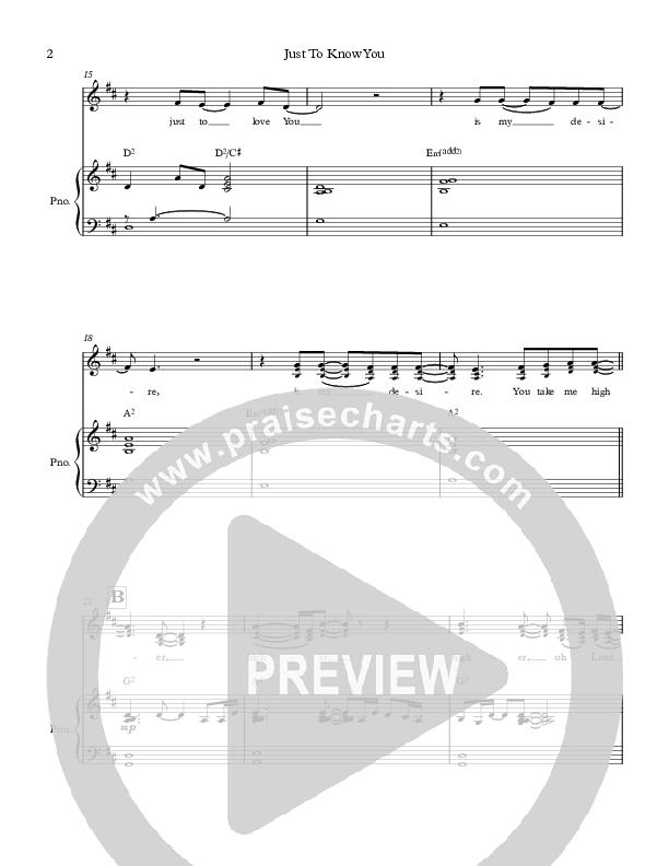 Just To Know You Piano/Vocal (Josh Lopez / Jenna Long)