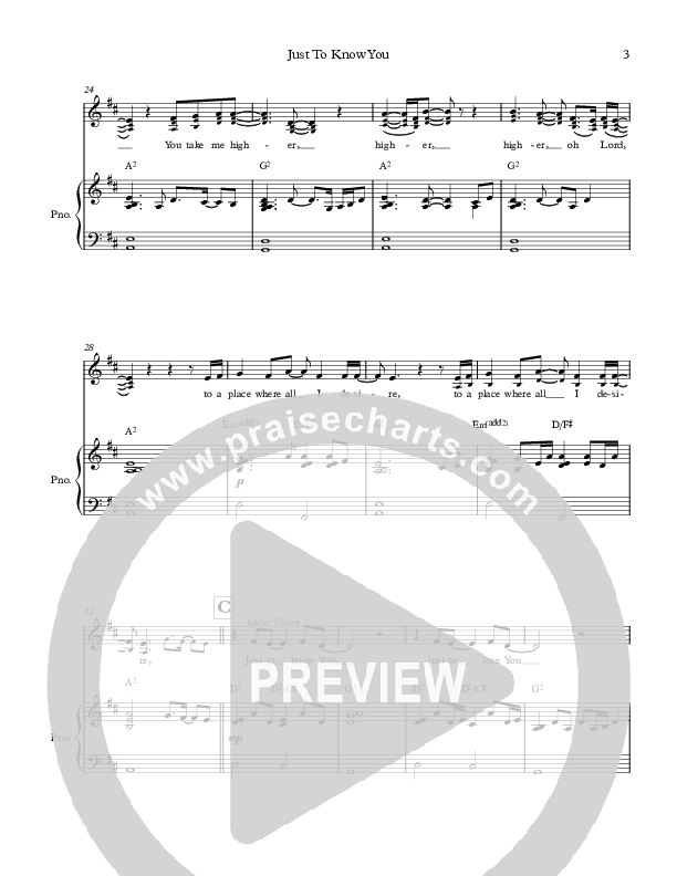 Just To Know You Piano/Vocal (Josh Lopez / Jenna Long)