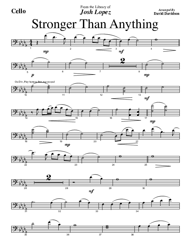 Stronger Than Anything Cello (Josh Lopez / David Davidson)