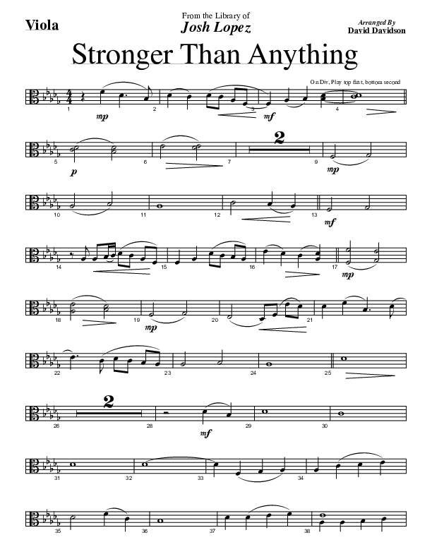 Stronger Than Anything Viola (Josh Lopez / David Davidson)
