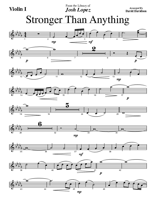 Stronger Than Anything Violin 1 (Josh Lopez / David Davidson)