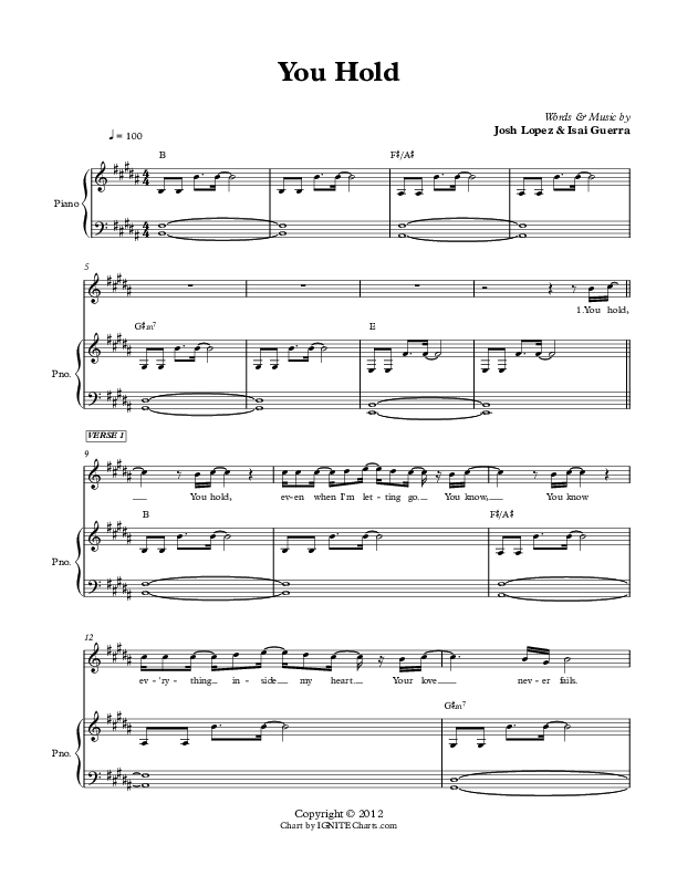 You Hold Piano/Vocal (Josh Lopez / Isai Guerra)