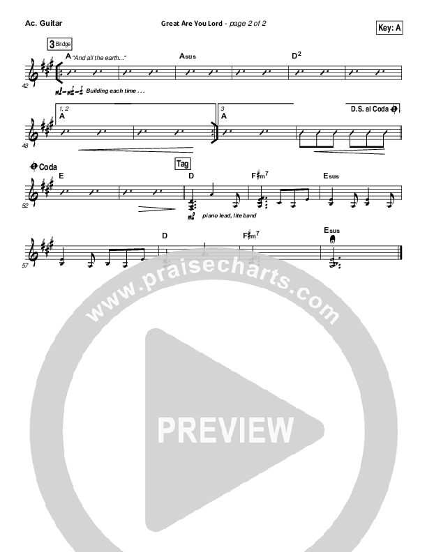 Great Are You Lord Acoustic Guitar (All Sons & Daughters)