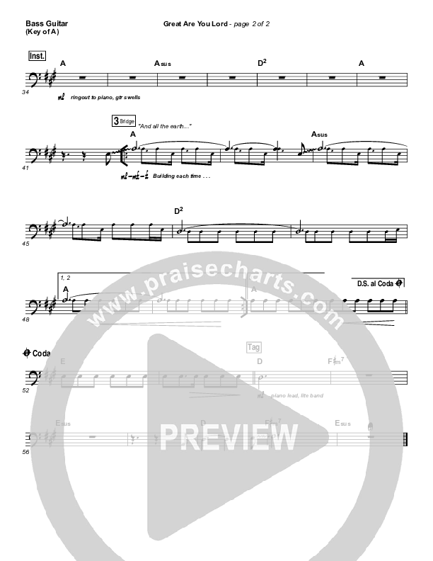 Great Are You Lord Bass Guitar (All Sons & Daughters)