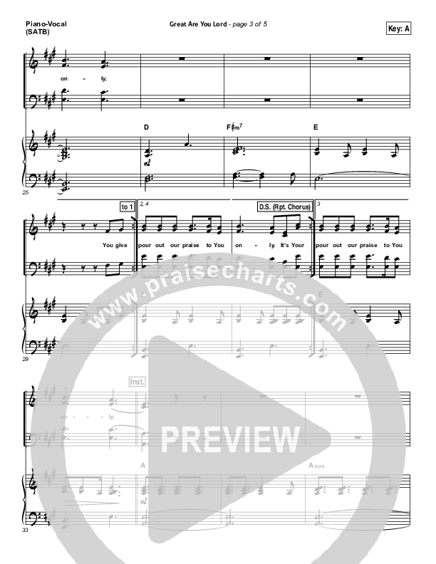 Great Are You Lord Piano/Vocal (SATB) (All Sons & Daughters)