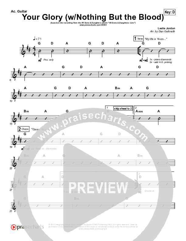 Your Glory (with Nothing But The Blood) Acoustic Guitar (All Sons & Daughters)