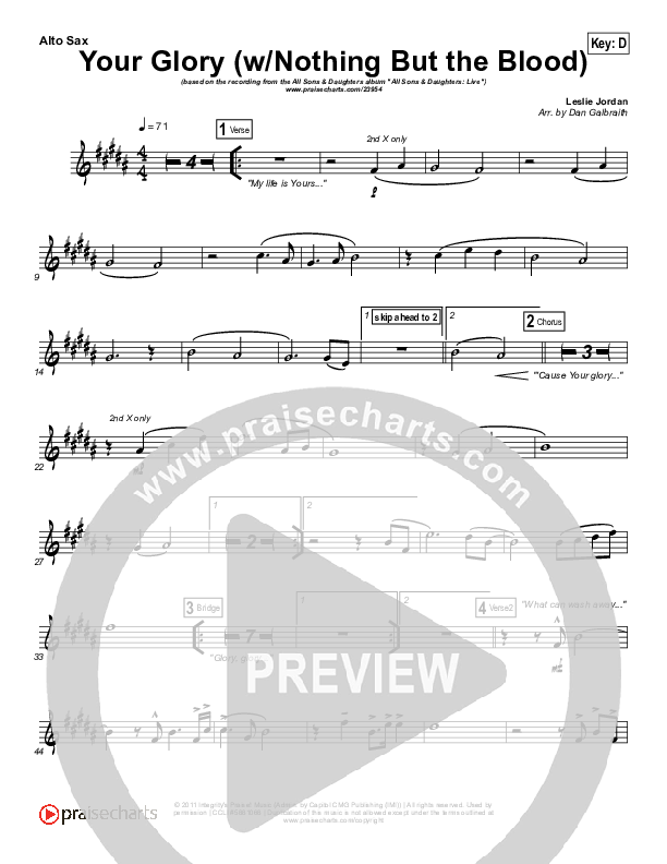 Your Glory (with Nothing But The Blood) Alto Sax (All Sons & Daughters)