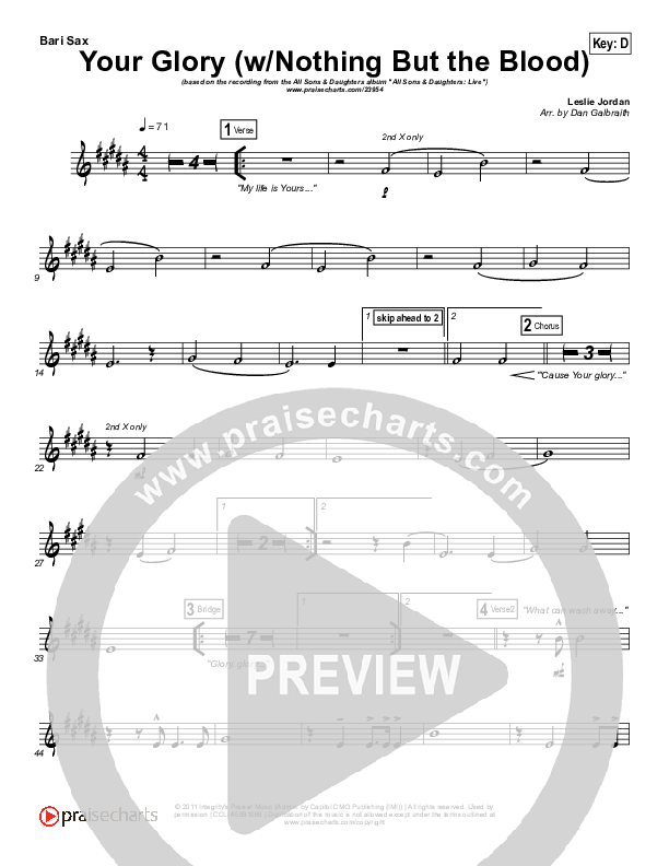 Your Glory (with Nothing But The Blood) Bari Sax (All Sons & Daughters)