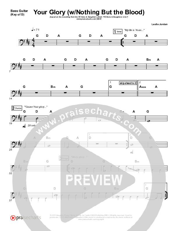 Your Glory (with Nothing But The Blood) Bass Guitar (All Sons & Daughters)