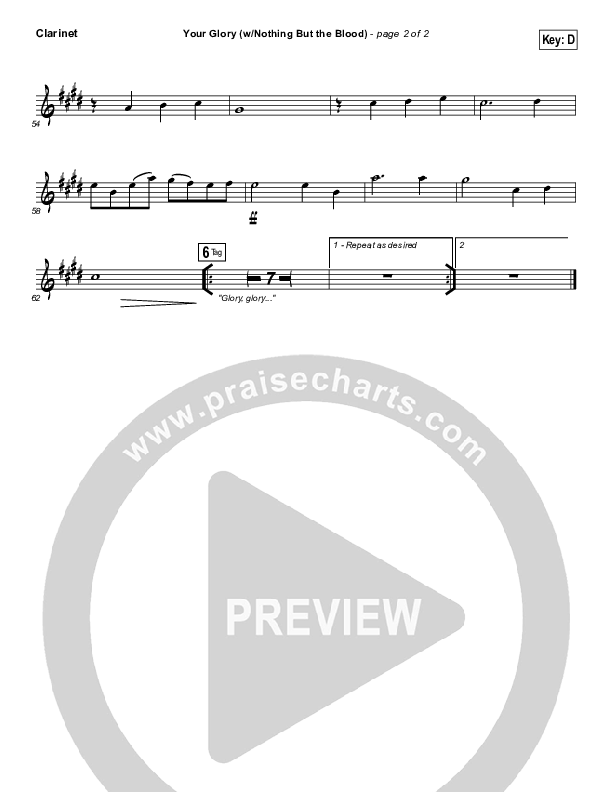 Your Glory (with Nothing But The Blood) Clarinet (All Sons & Daughters)