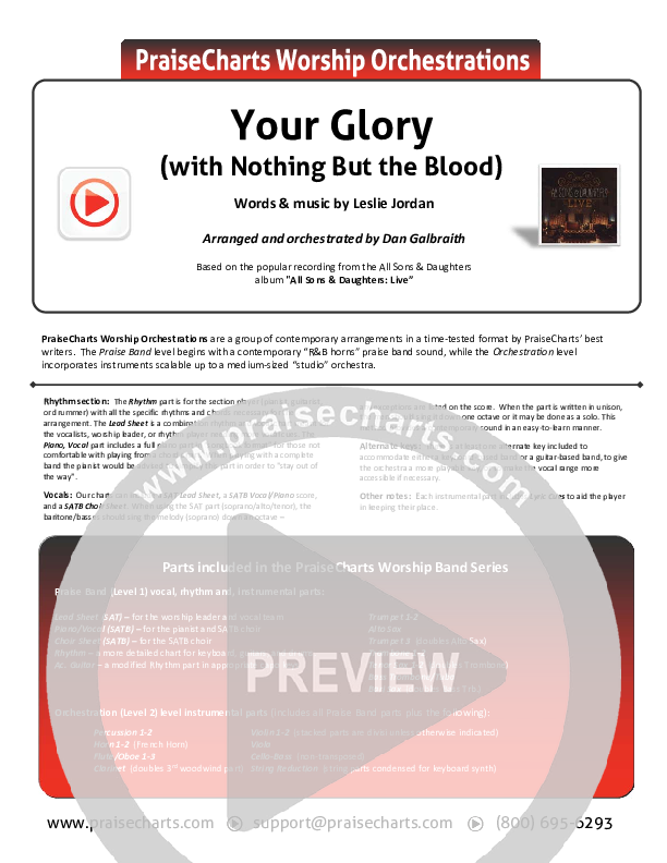 Your Glory (with Nothing But The Blood) Cover Sheet (All Sons & Daughters)