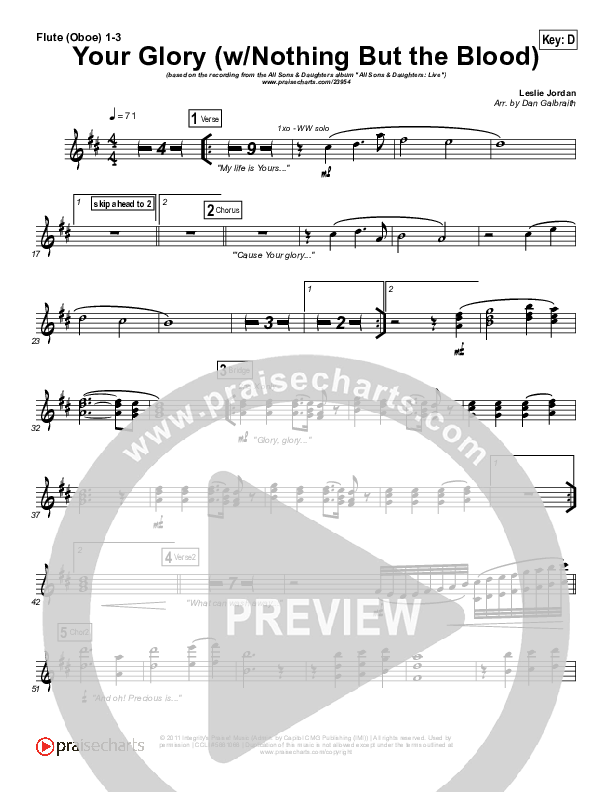 Your Glory (with Nothing But The Blood) Flute/Oboe 1/2/3 (All Sons & Daughters)