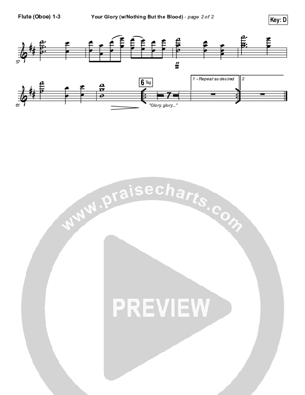 Your Glory (with Nothing But The Blood) Flute/Oboe 1/2/3 (All Sons & Daughters)
