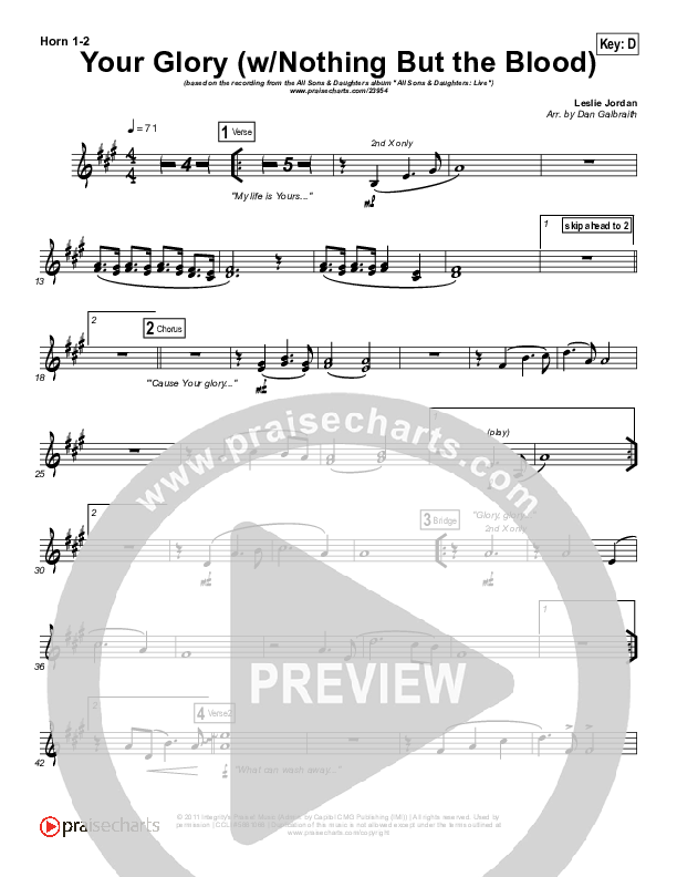 Your Glory (with Nothing But The Blood) French Horn 1/2 (All Sons & Daughters)