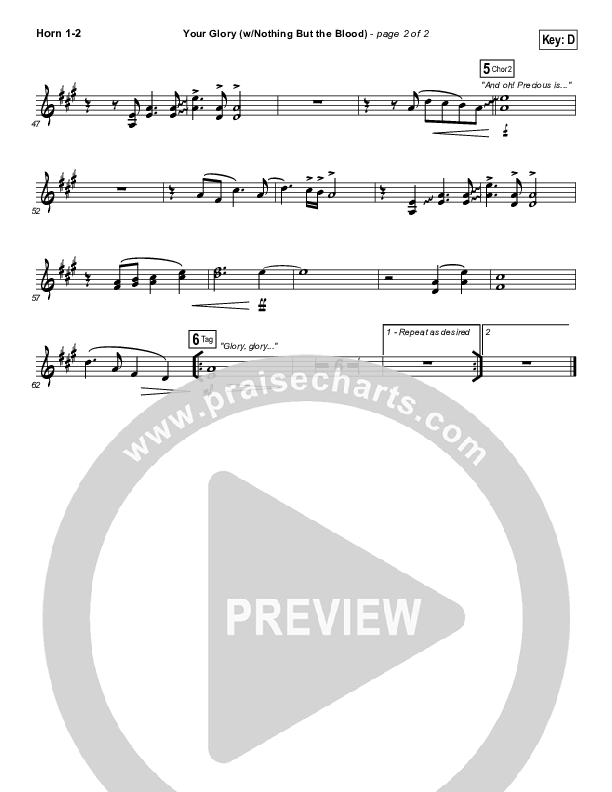 Your Glory (with Nothing But The Blood) French Horn 1/2 (All Sons & Daughters)