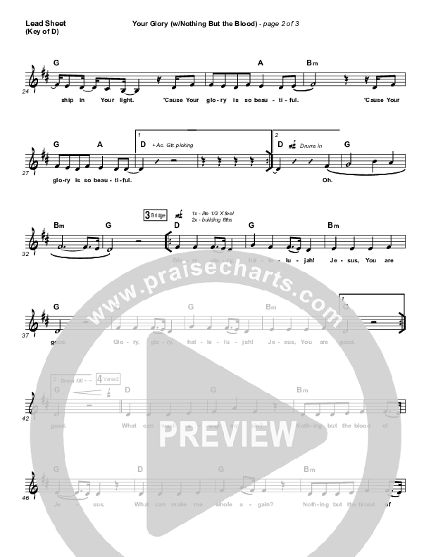 Your Glory (with Nothing But The Blood) Lead Sheet (Melody) (All Sons & Daughters)