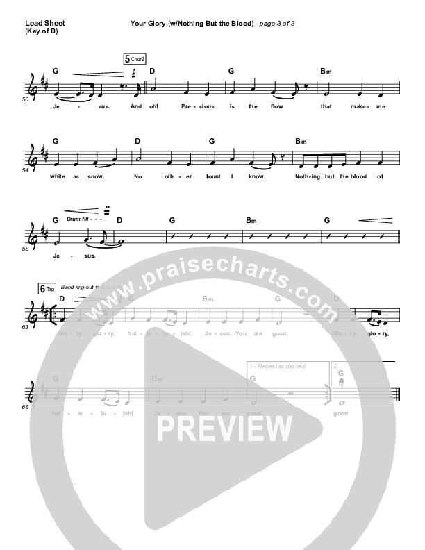 Your Glory (with Nothing But The Blood) Lead Sheet (Melody) (All Sons & Daughters)
