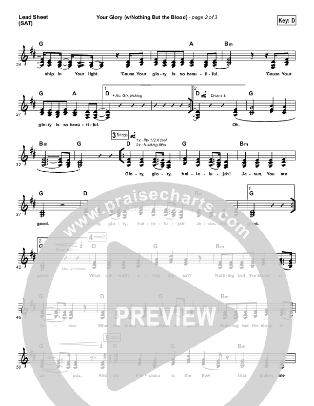 Your Glory (with Nothing But The Blood) Lead Sheet (SAT) (All Sons & Daughters)