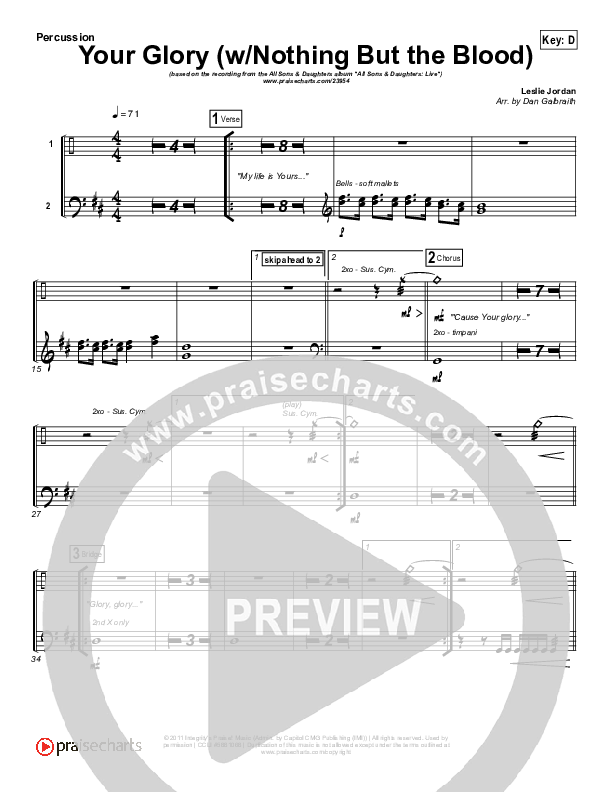 Your Glory (with Nothing But The Blood) Percussion (All Sons & Daughters)