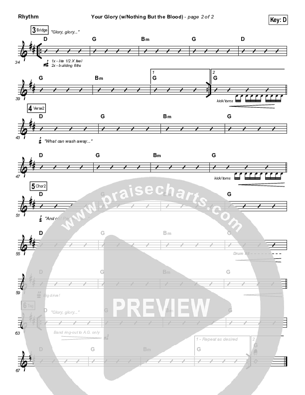 Your Glory (with Nothing But The Blood) Rhythm Chart (All Sons & Daughters)