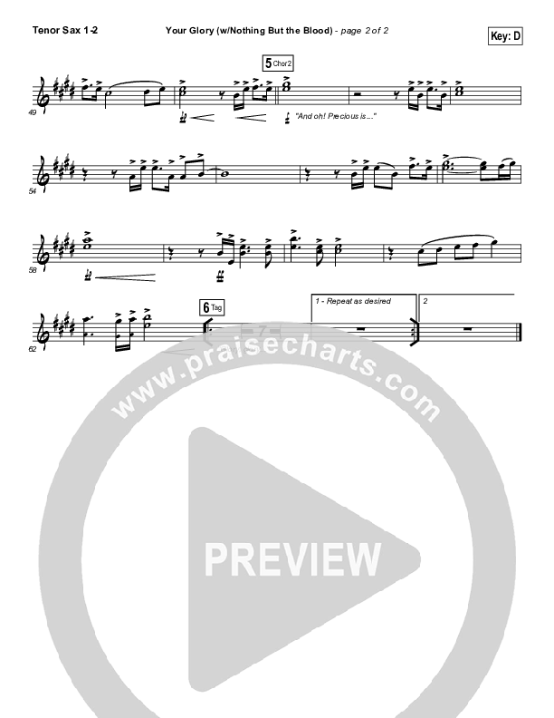 Your Glory (with Nothing But The Blood) Tenor Sax 1/2 (All Sons & Daughters)