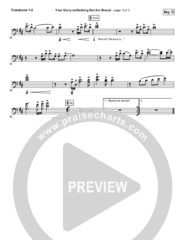 Your Glory (with Nothing But The Blood) Trombone 1/2 (All Sons & Daughters)