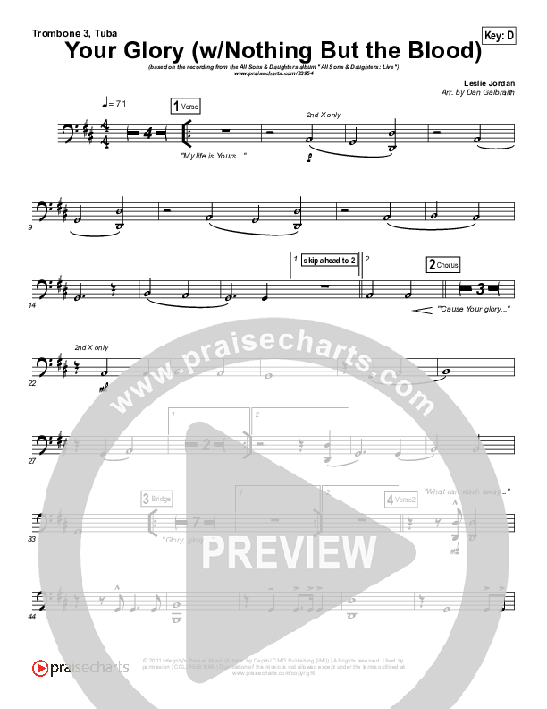 Your Glory (with Nothing But The Blood) Trombone 3/Tuba (All Sons & Daughters)