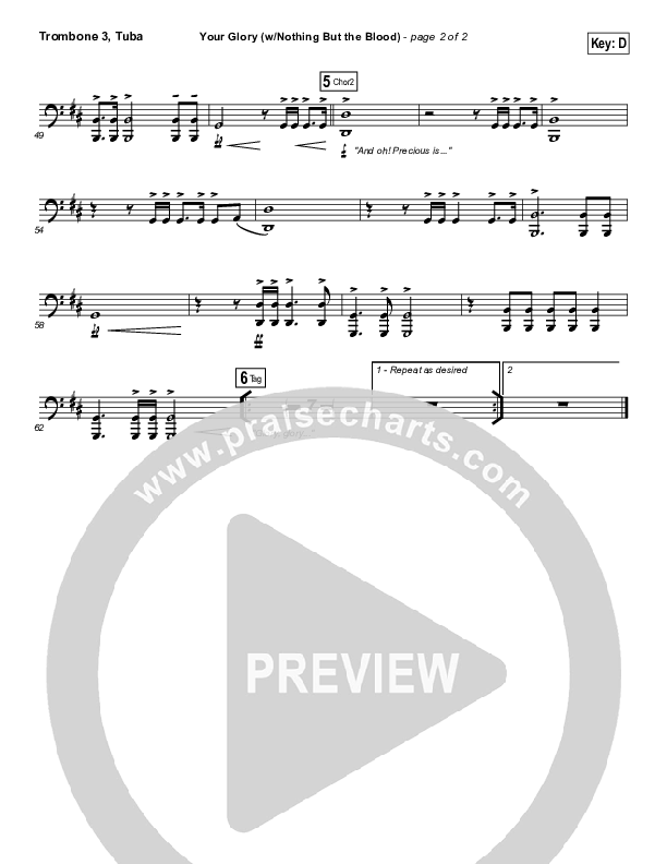 Your Glory (with Nothing But The Blood) Trombone 3/Tuba (All Sons & Daughters)