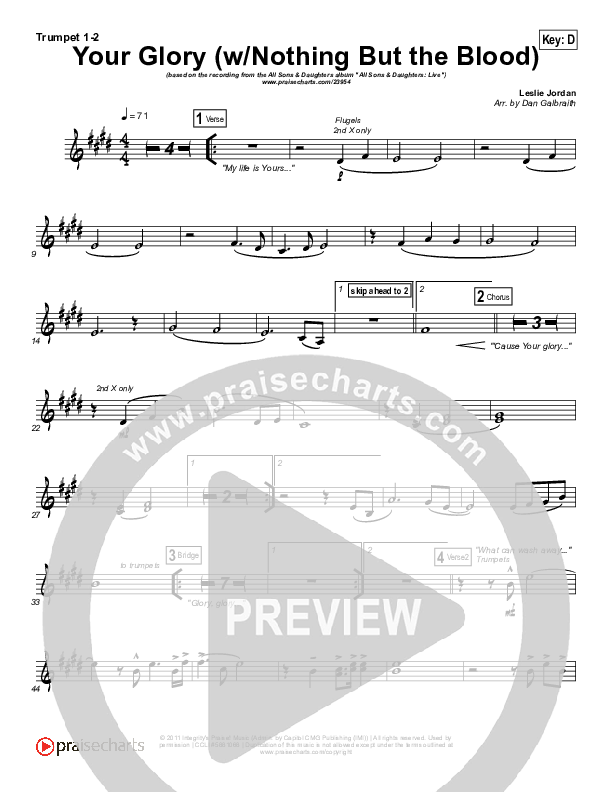 Your Glory (with Nothing But The Blood) Trumpet 1,2 (All Sons & Daughters)