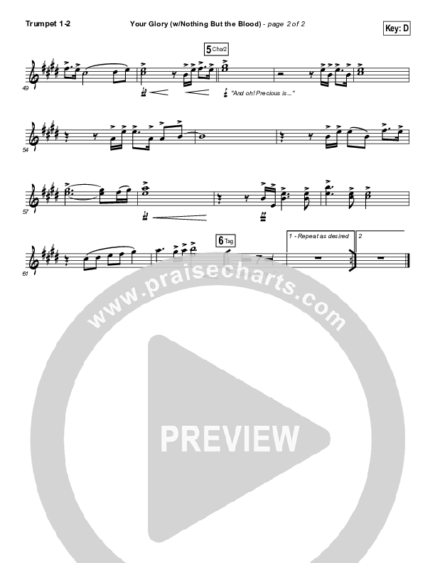 Your Glory (with Nothing But The Blood) Trumpet 1,2 (All Sons & Daughters)