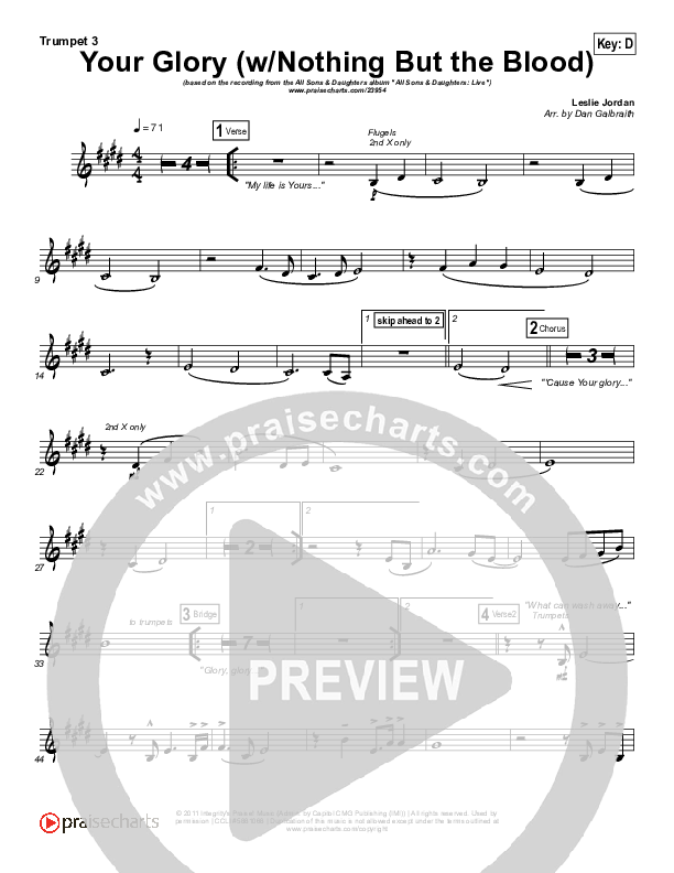 Your Glory (with Nothing But The Blood) Trumpet 3 (All Sons & Daughters)