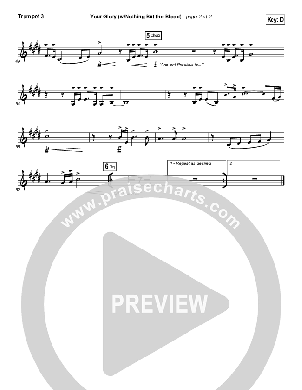 Your Glory (with Nothing But The Blood) Trumpet 3 (All Sons & Daughters)