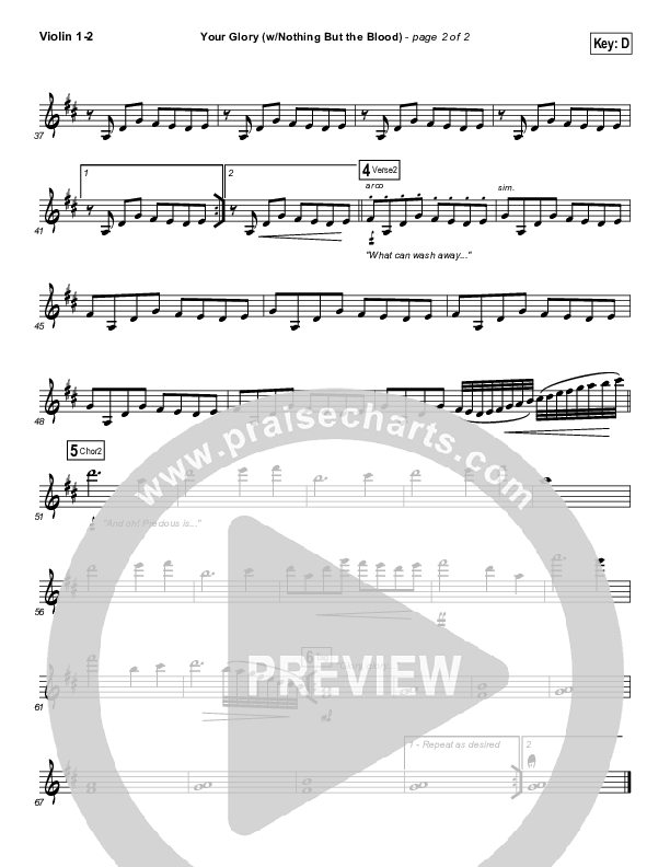 Your Glory (with Nothing But The Blood) Violin 1/2 (All Sons & Daughters)