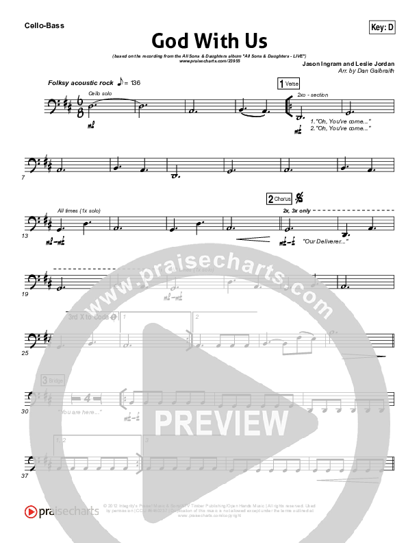 God With Us Cello/Bass (All Sons & Daughters)