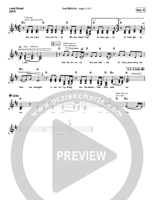 God With Us Lead Sheet (SAT) (All Sons & Daughters)